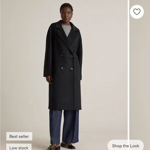 Quince Black Double-Breasted Slouch Coat size Small